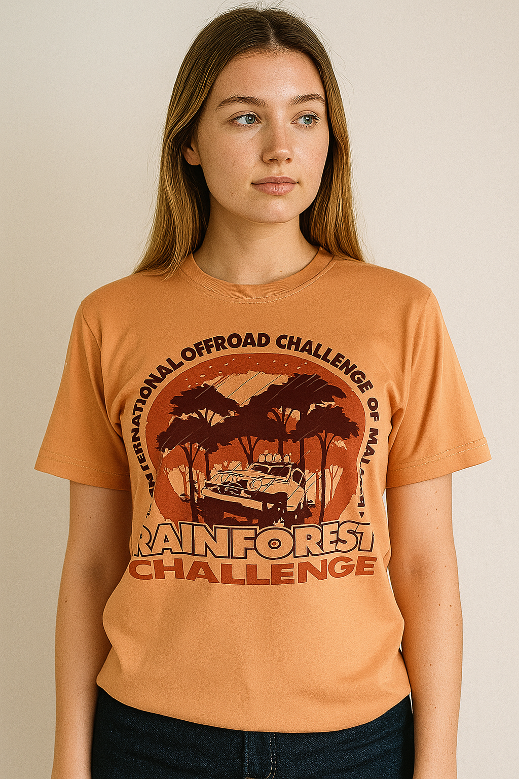 RFC Rainforest Challenge LOGO - Premium Cotton Round Neck Brown